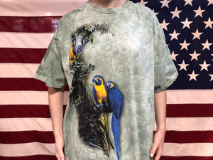 Animal Print 2000 Vintage T-shirt “ Tropical Birds “ Design by The Mountain USA