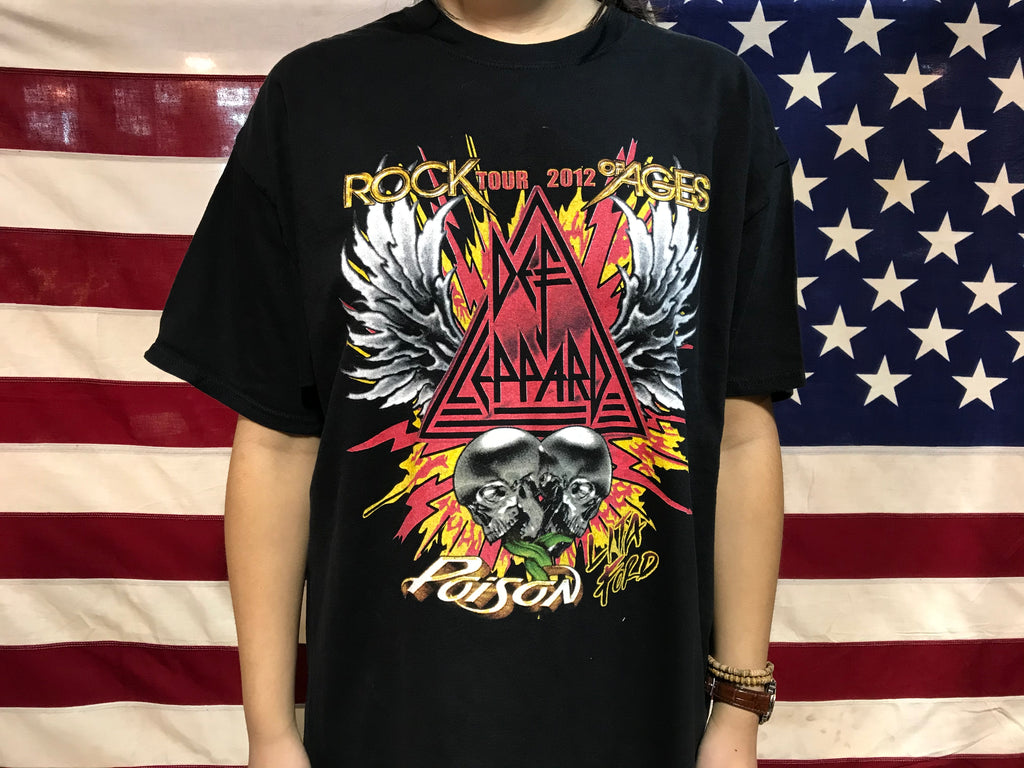 Def Leppard & Poison Rock Of Ages 2012 Tour Original Vintage Rock T-Shirt by Hanes