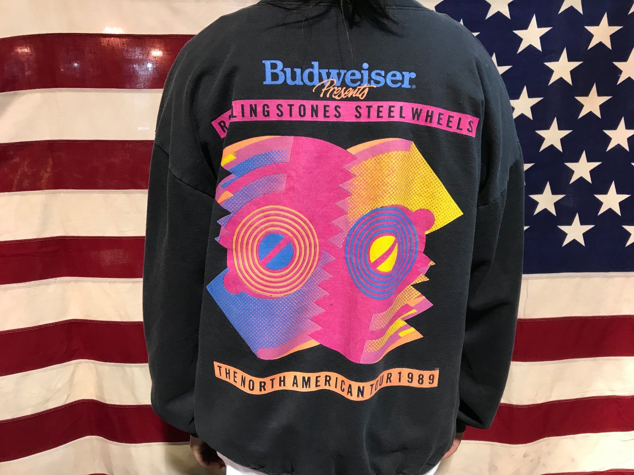 Rolling Stones Rare 1989 ™️ Steel Wheels The North American Tour Vintage Rock Sweat by Tennessee River Inc Made in USA