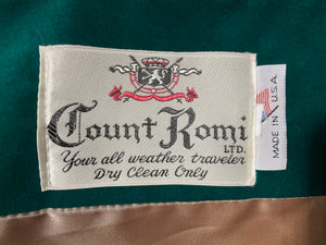 Count Romi LTD. Vintage 1960’s - 1970’s De Ball Velvet Emerald Green Coat Union Made®️Made In USA