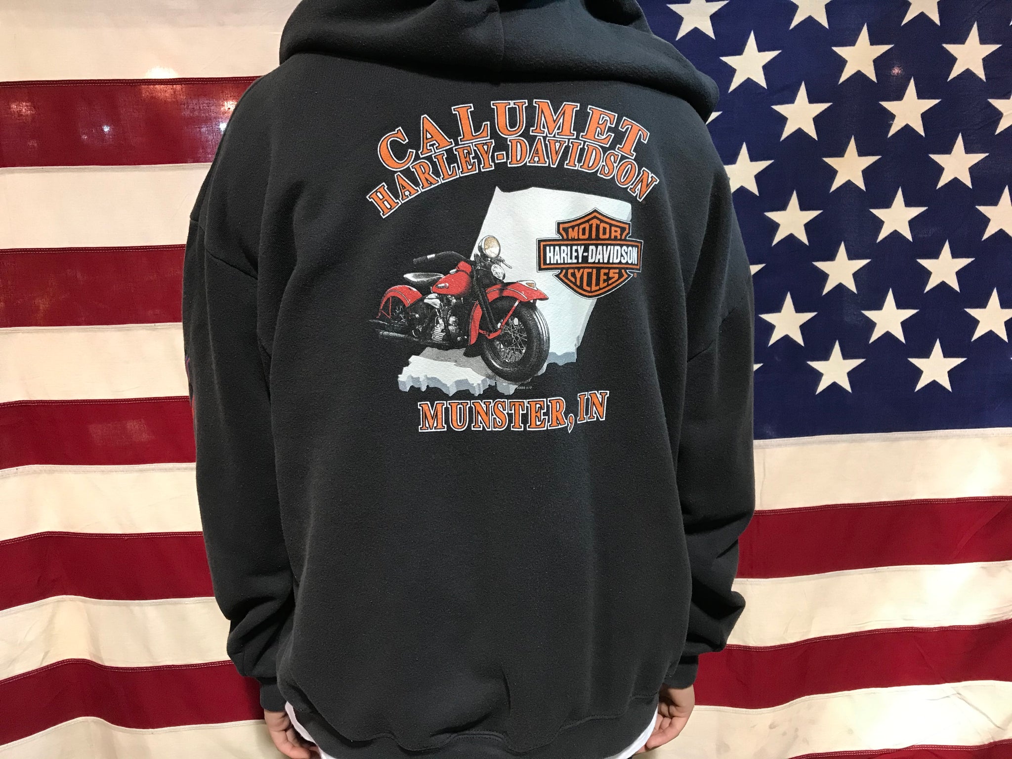 Harley Davidson Vintage Mens Zip Front Hoody Made in USA
