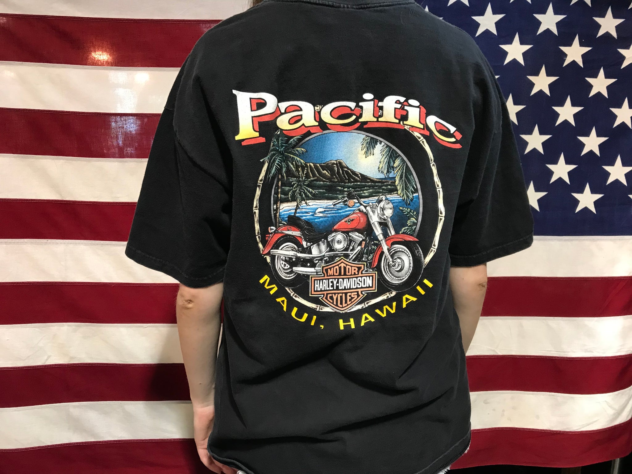 Harley Davidson Vintage Mens T-Shirt Print Year 1998 Maui, Hawaii Made in  USA
