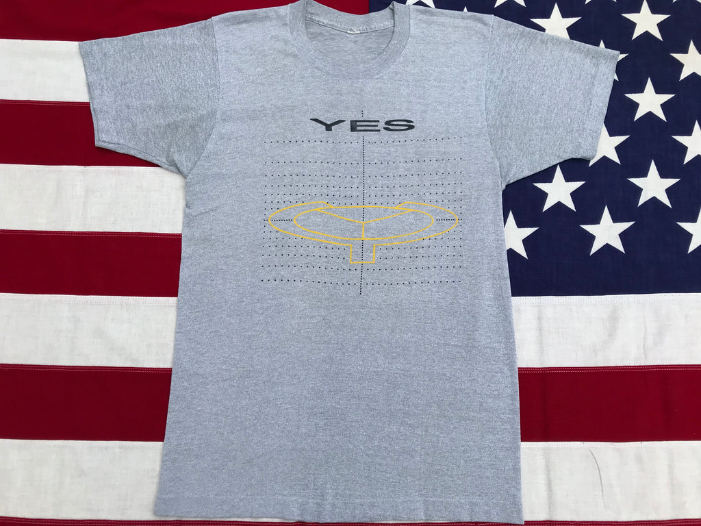 YES 19025 World Tour 1984 Original Vintage Rock T-Shirt Grey Marle