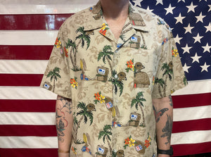 NFL Directv  Sports 90’s Cotton Printed Mens Hawaiian Shirt By Scorpio Made In USA