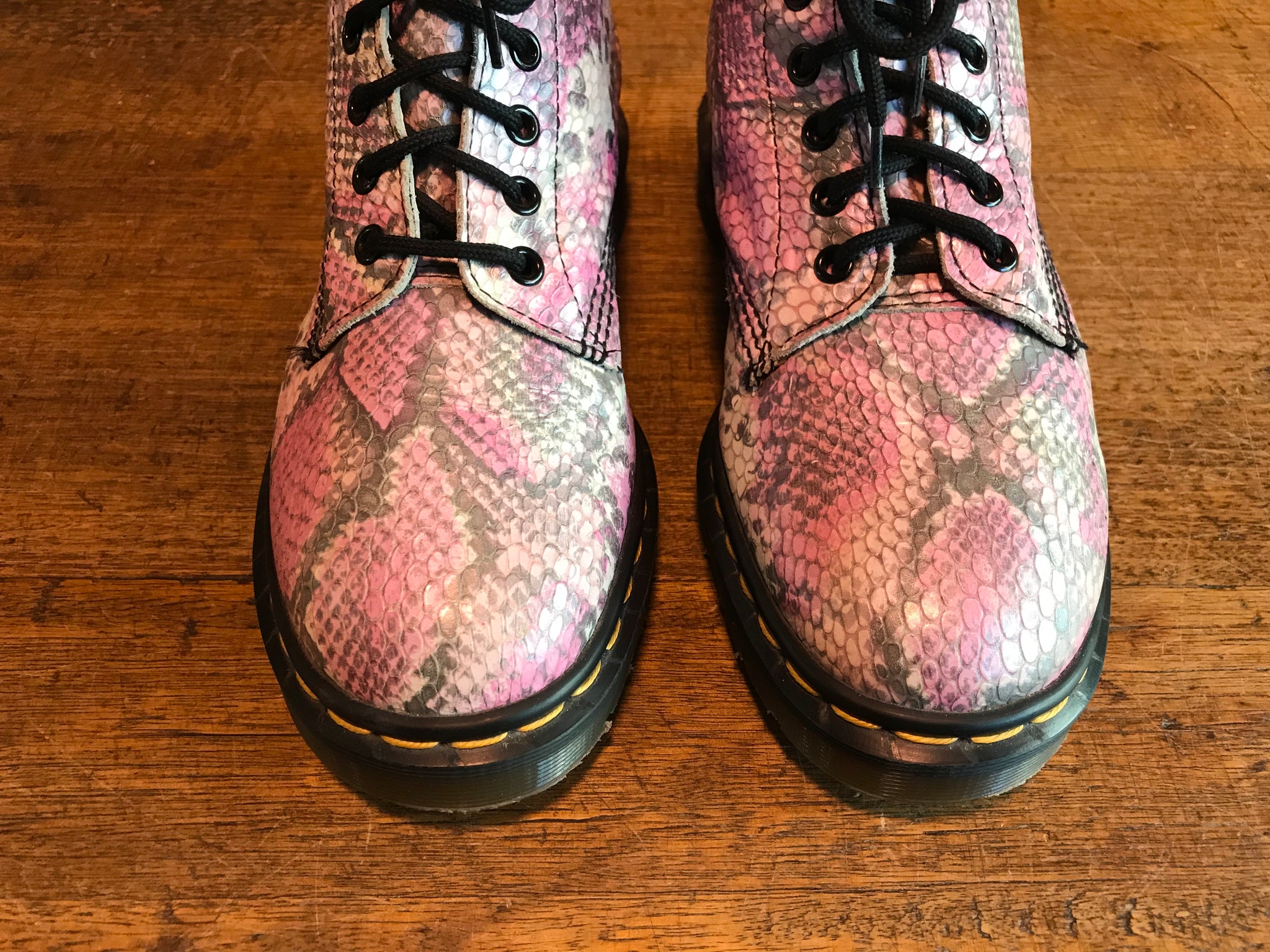 Dr Martens Rare Vintage Pink Snakeskin Women’s Boots Size UK 6.5 Made in England
