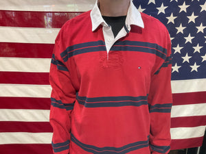 Tommy Hilfiger Vintage 90’s Long Sleeve Cotton Stripe Polo/Collar