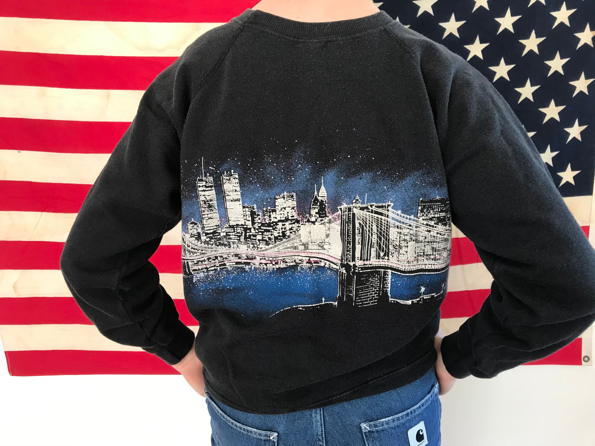 New York ™️San Segal Sportswear 1989 Twin Towers Vintage Crew Sweat By Hanes USA