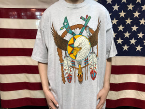Animal Print 90’s Vintage T-shirt “ Eagle “ Southwestern Design By Fruit of the Loom Made in USA