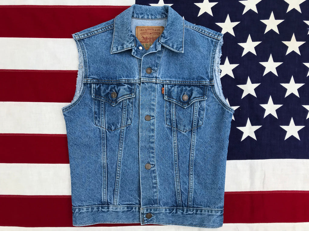 Levi’s Orange Tab Denim Vest 90’s Vintage Stonewash Blue 2 Pocket