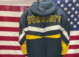 Pittsburgh Steelers NFL Mens Hooded 90’s Nylon Vintage Jacket by Official Fan Sportswear