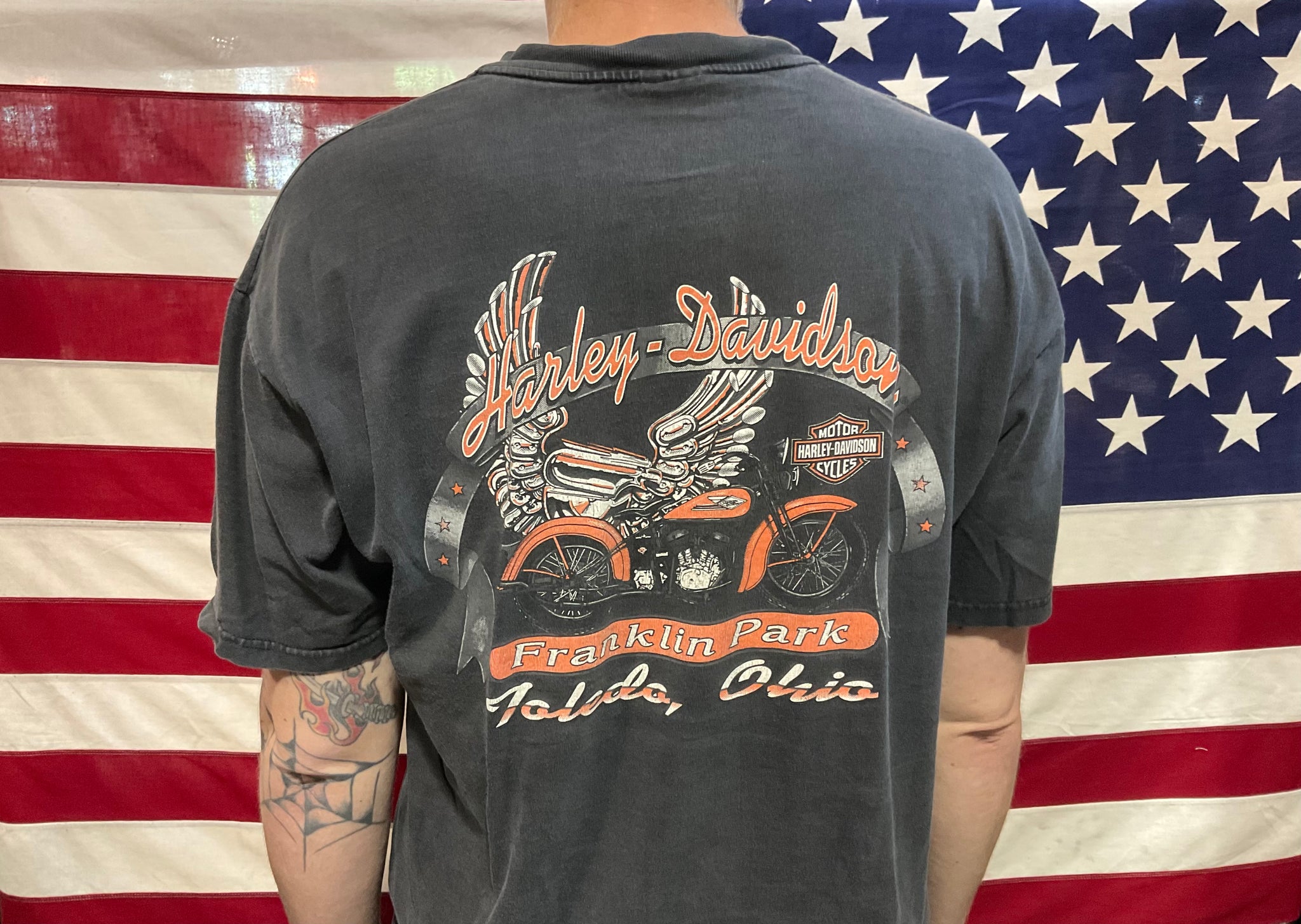 Harley Davidson Vintage Mens T-Shirt Print Year ©️1995 H-D Toledo, Ohio. Made In USA