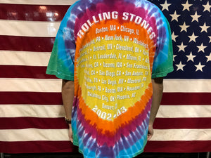 Rolling Stones 2002-2003 Nth American Tour Original Vintage Rock Tie Dye T-Shirt