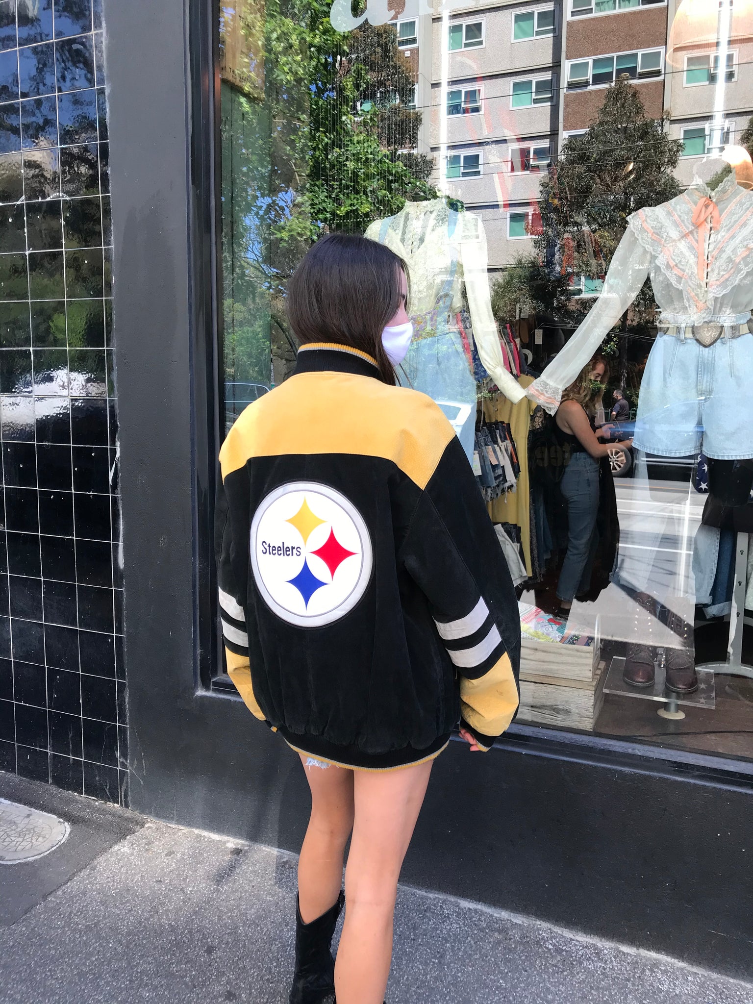 SPECIAL 90s NFL steelers  LEATHER JACKET