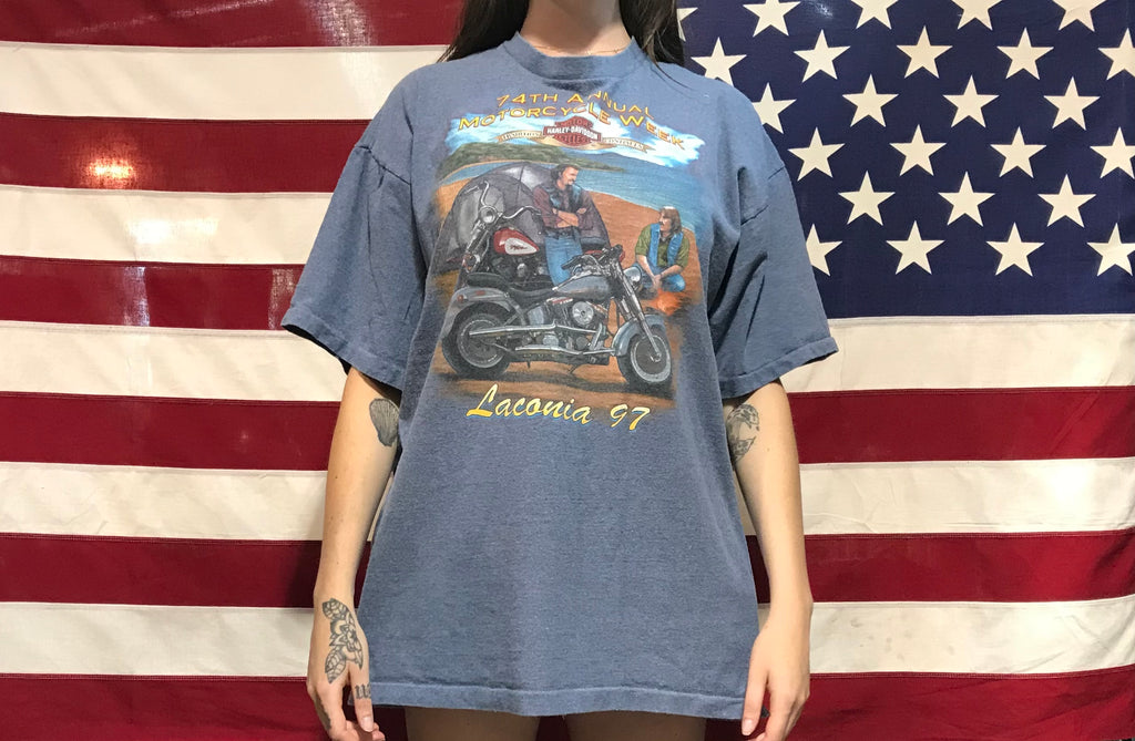 Harley Davidson Vintage Mens T-Shirt Print Year 1997 - 74th Annual Motorcycle Week Made in USA