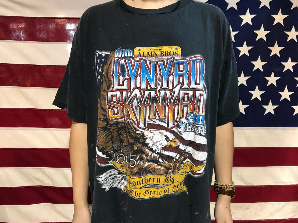 Lynyrd Skynyrd 2005 Southern By The Grace of God Nth American Tour Concert Original Vintage Rock T-Shirt