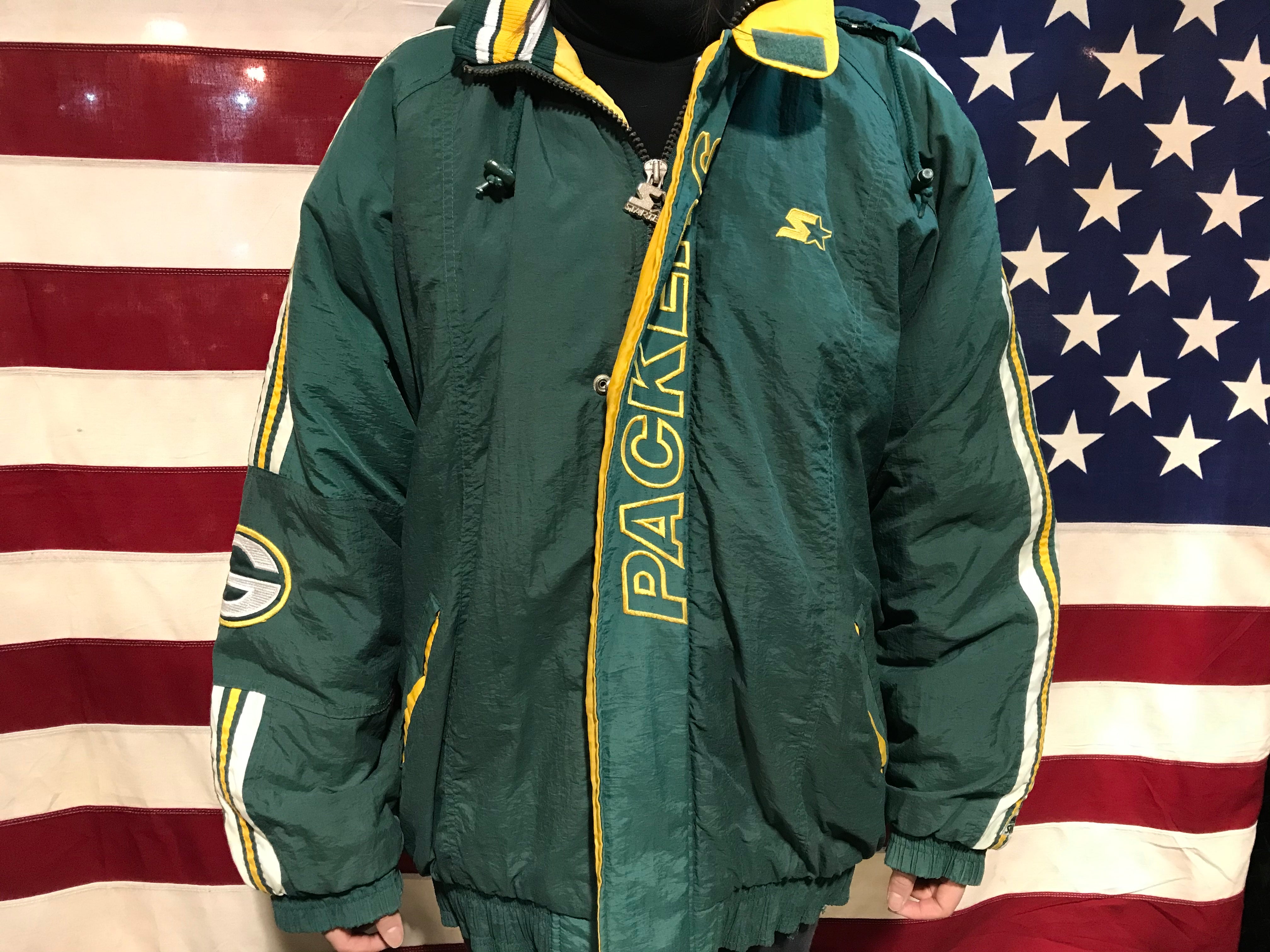 Green Bay Packers NFL Vintage Hooded 90's Nylon Mens ProLine Green Bay Packers NFL Vintage Hooded 90's Nylon Mens ProLine