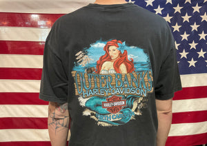 Harley Davidson Vintage Mens T-Shirt Print Year ©️2007 H-D Outer Banks Nth Carolina Made In USA