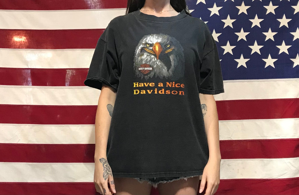 Harley Davidson Vintage Mens T-Shirt Print Year 1998 Ft Lauderdale Florida Made in  USA