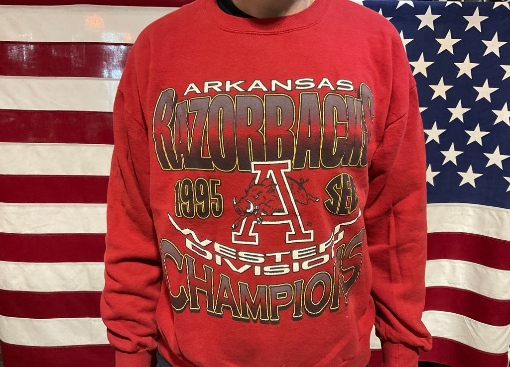 Arkansas Razorbacks®️90’s Vintage Crew Sporting Sweat by Red Oak Sportswear®️Made in USA