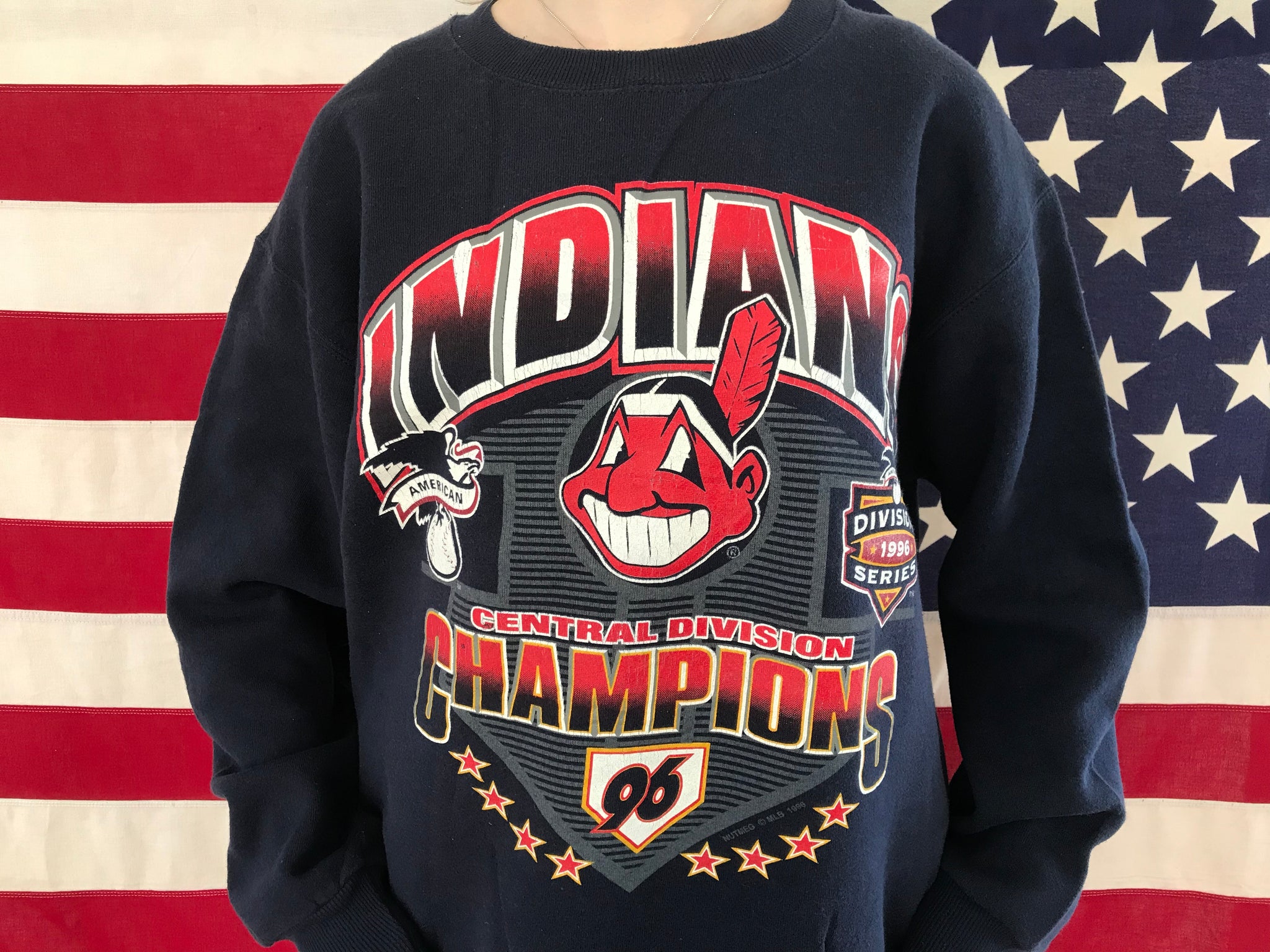 Cleveland Indians MLB 90's Vintage Crew Sporting Sweat by Lee