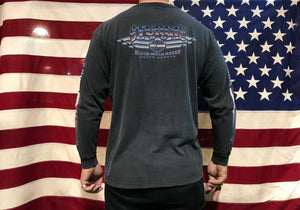 Harley Davidson ©️2001 H-D Vintage Long sleeve Tee- USA Flag Sturgis Black Hills Rally South Dakota Made in USA