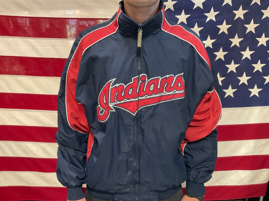 Cleveland Indians MLB Vintage 90’s Mens Nylon Lined Jacket By Majestic®️Authentic Collection™️