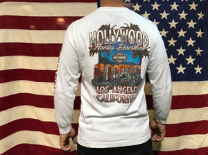 Harley Davidson Vintage 2000’s Men’s H-D®️Logo Long Sleeve T-Shirt Hollywood Los Angeles California