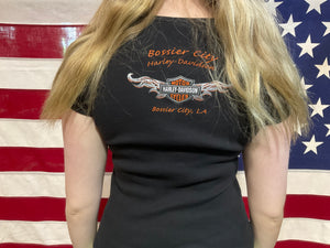 Womens Vintage Harley Davidson ©️2007 H-D Bossier City, LA .Cotton  T-Shirt