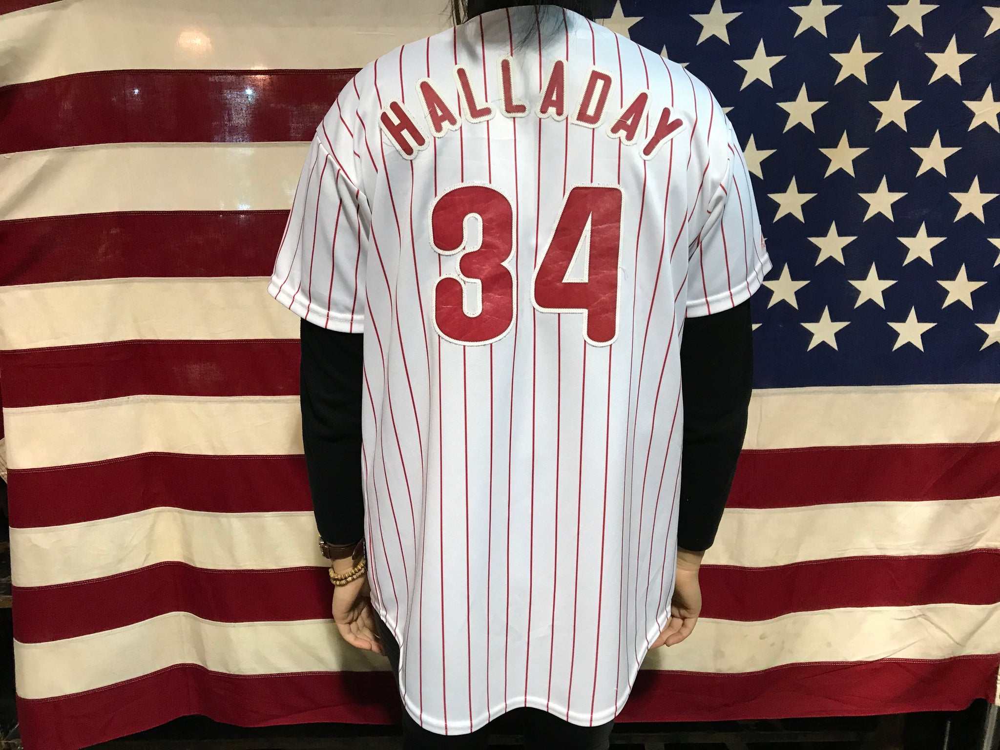 Phillies Baseball Vintage Jersey Player Halladay No 34 by Majestic Made in USA