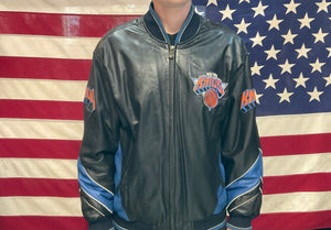 New York Knicks NBA Vintage 90’s Leather Mens Bomber Jacket by Carl Banks & G-III