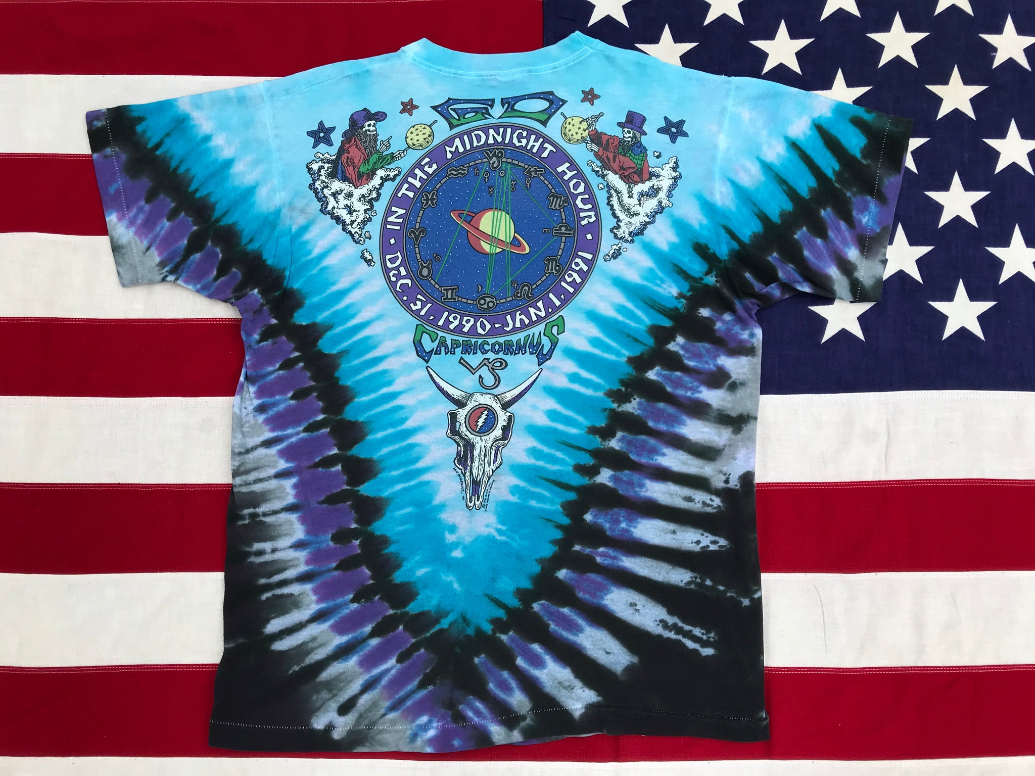 Grateful Dead RARE - Ian Bohorquez “ New Years Eve ‘90 - ‘91 “ Original Vintage Rock Tie Dye T-Shirt by Fruit Of The Loom Made in USA