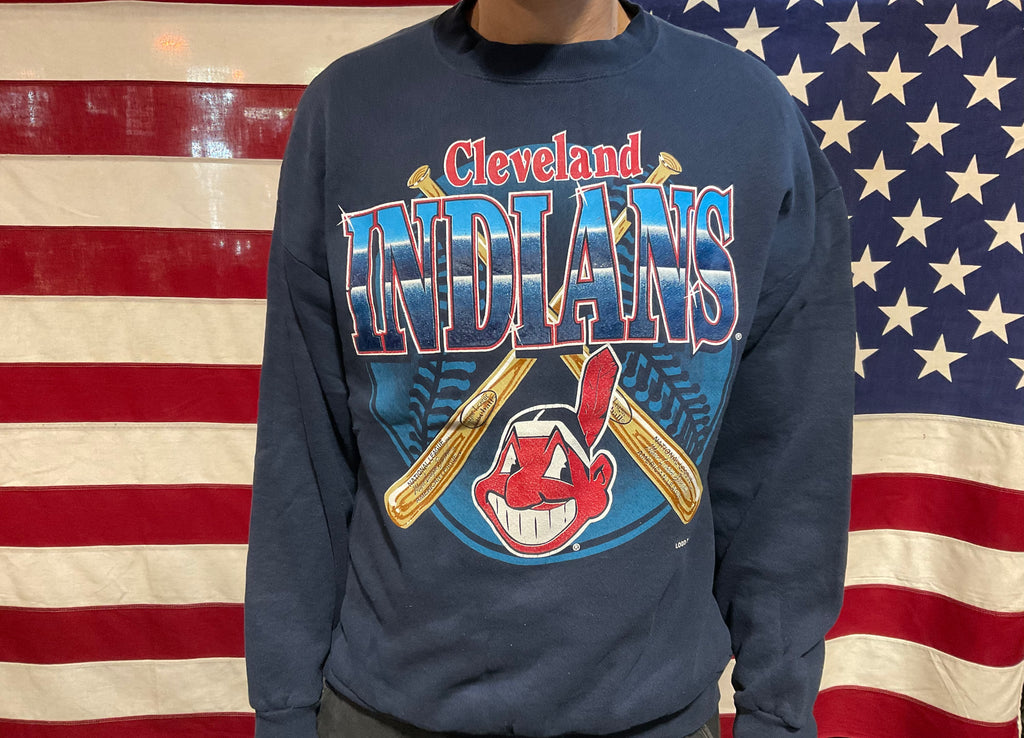 Cleveland Indians®️MLB 1997 Vintage Crew Sporting Sweat Heavy Weight by Logo 7©️