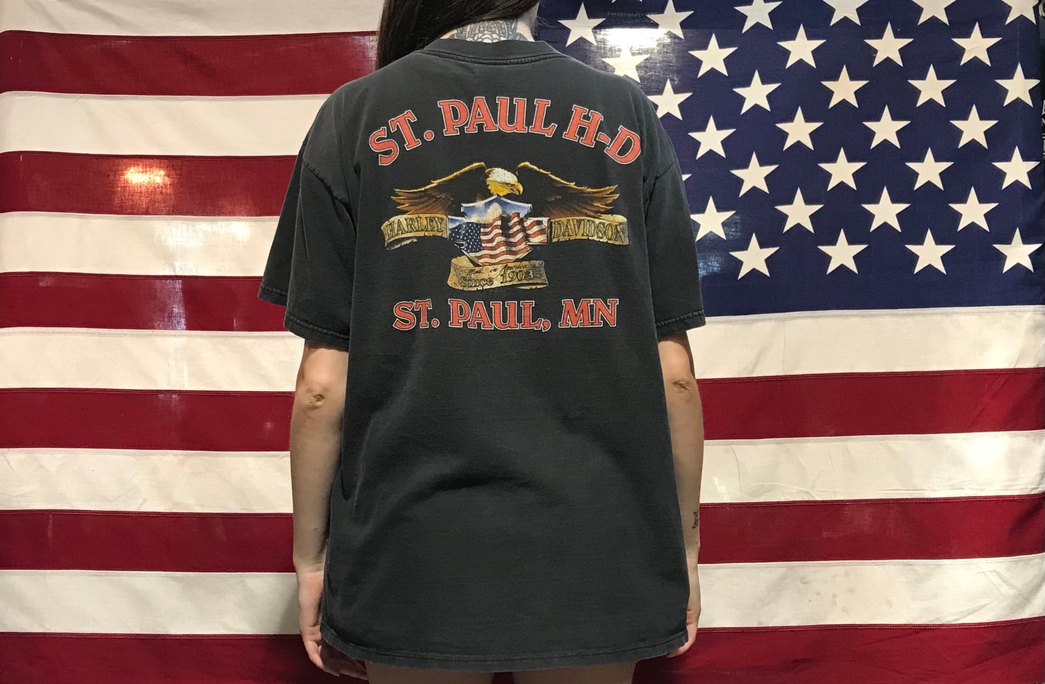 Harley Davidson Vintage Mens T-Shirt Print Year 1998 ST. Paul, MN Made in  USA