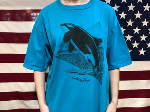 Animal Print 90’s Vintage T-shirt “ Whale “ Design Made By Jerzees USA
