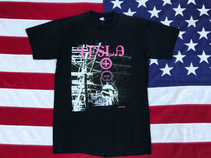 TESLA - Mechanical Resonance Tour 1987 - 88 Original Vintage Rock T- Shirt Made in USA by Handtex