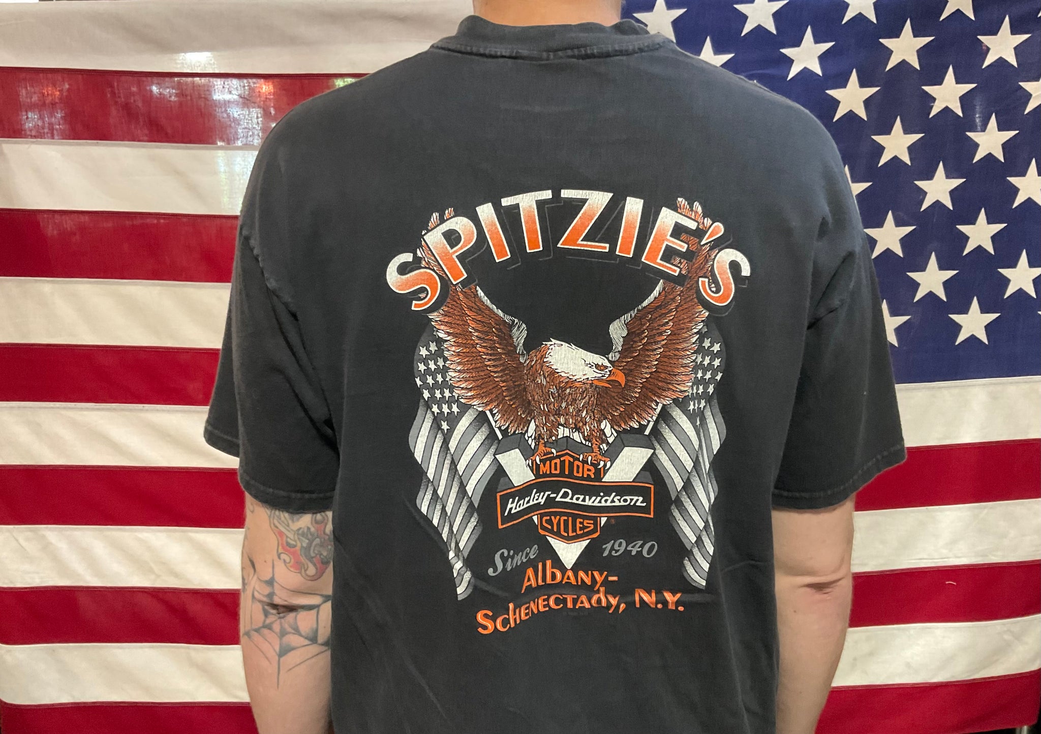 Harley Davidson Vintage Mens T-Shirt Print Year ©️1998 H-D Eagle SPITZIE’S N.Y.  Made In USA