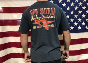 Harley Davidson 90’s Vintage T-Shirt - New Smyrna Beach Florida 1998 Bike Week Eagle Made in USA