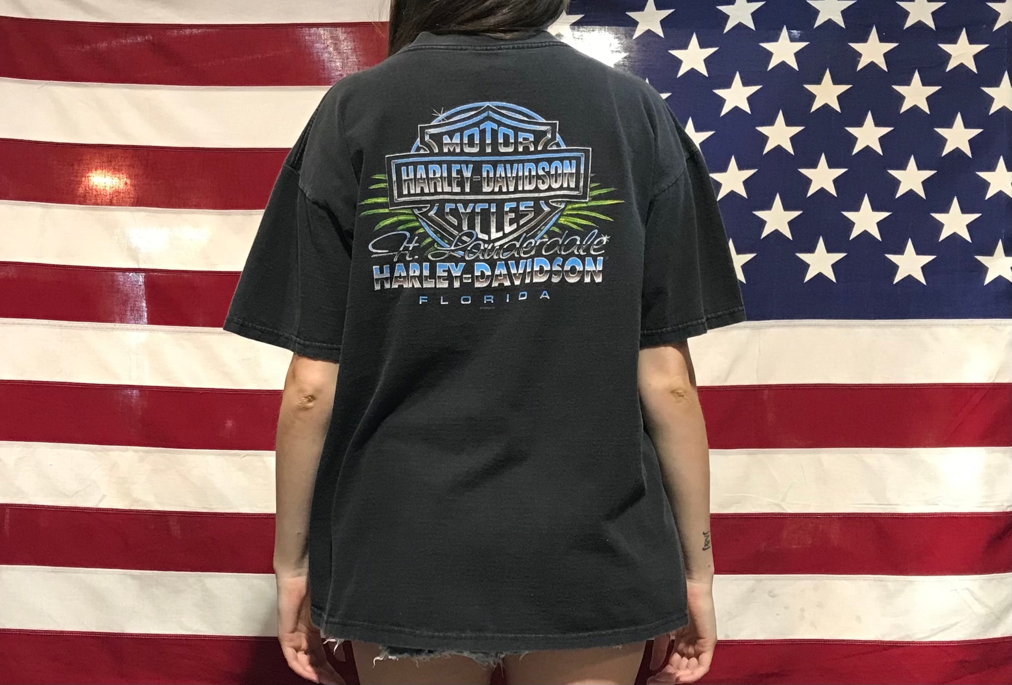 Harley Davidson Vintage Mens T-Shirt Print Year 1998 Ft Lauderdale Florida Made in  USA