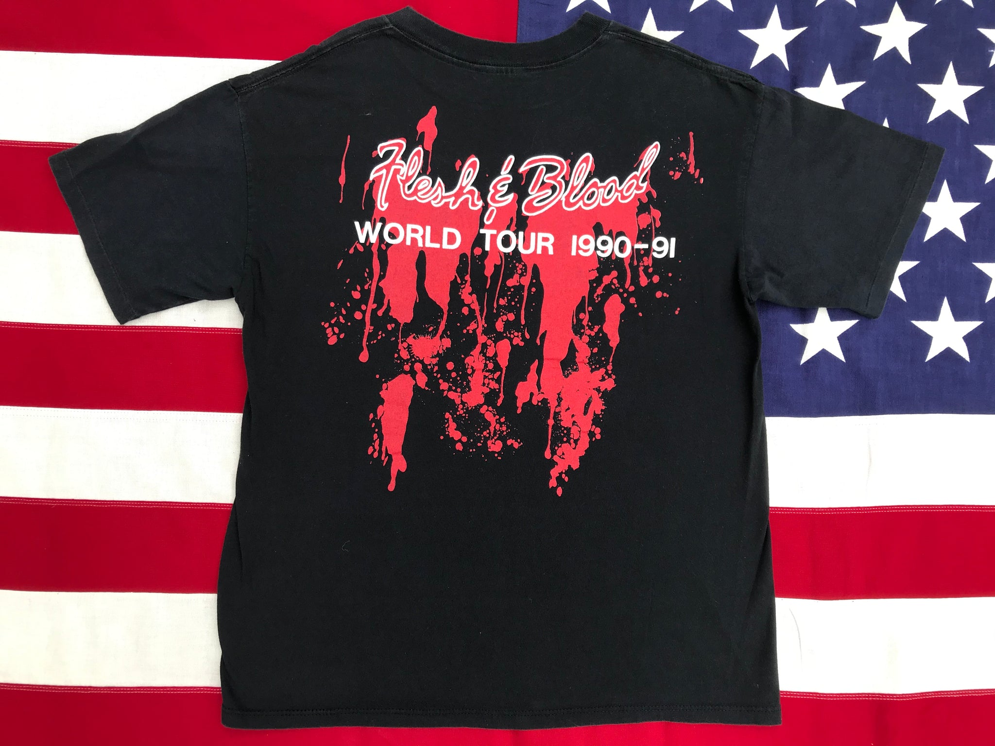 Poison Flesh & Blood World Tour 1990-91 Original Vintage Rock T-Shirt by Brockum Made in USA