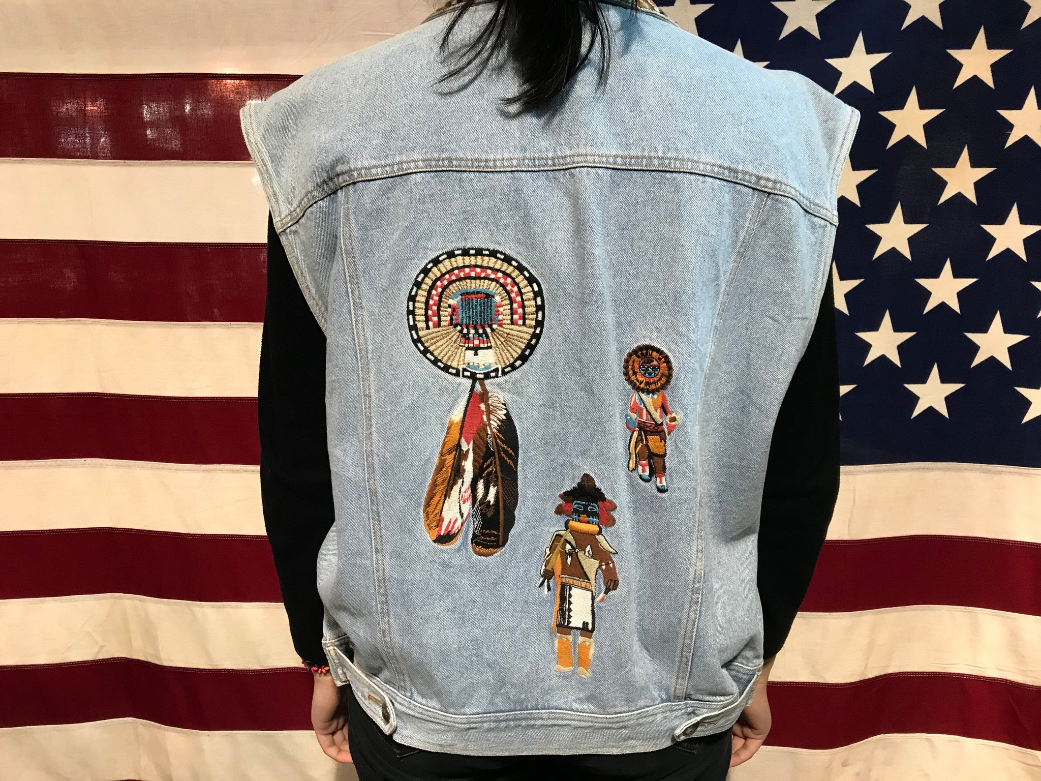Cambridge Dry Goods Co Vintage 90’s Denim Embroidered South Western Navaho Style  Vest