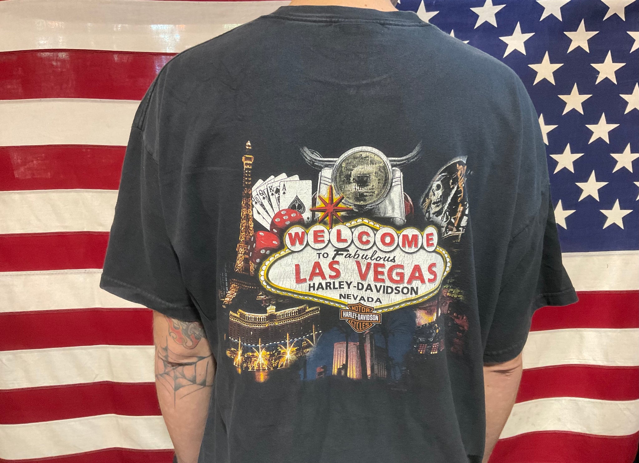 Harley Davidson Vintage Mens T-Shirt Print Year ©️2003 H-D Las Vegas, Nevada Made in USA