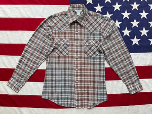 LEVI’S Vintage BIG E Mens Western Shirt Brown Check with Pearl Snaps.