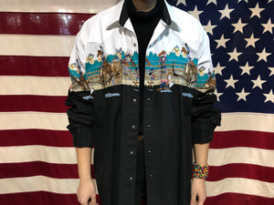 Looney Tunes Western Collection by Karman 90’s Vintage Cowboy Shirt Long Sleeve Fancy with Snaps