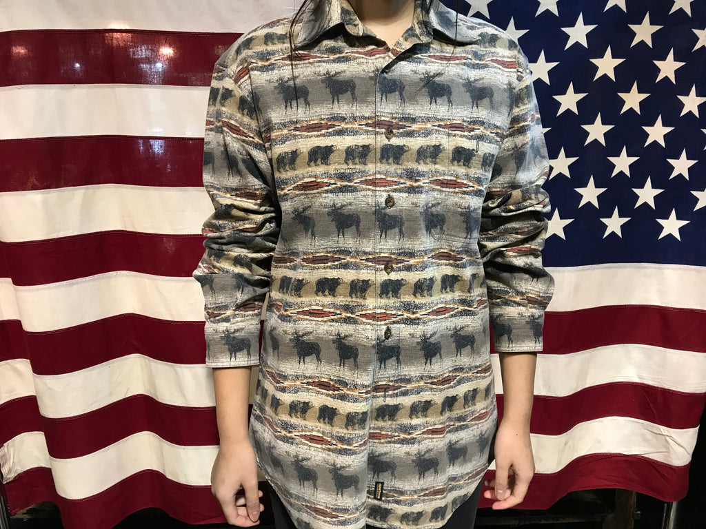 Woolrich 90’s Printed Flannel Vintage Long Sleeve Mens Shirt