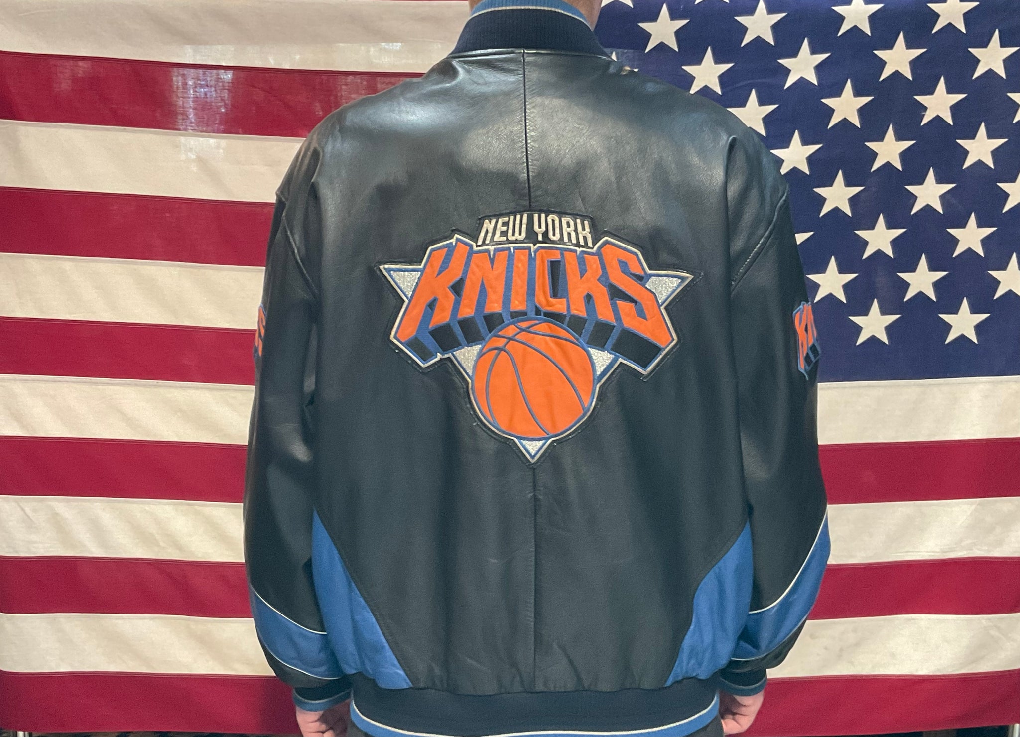 New York Knicks NBA Vintage 90's Leather Mens Bomber Jacket by
