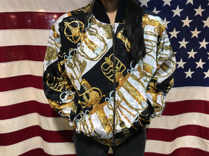 Pattern Versace Style 90’s Print Vintage Poly Bomber Jacket