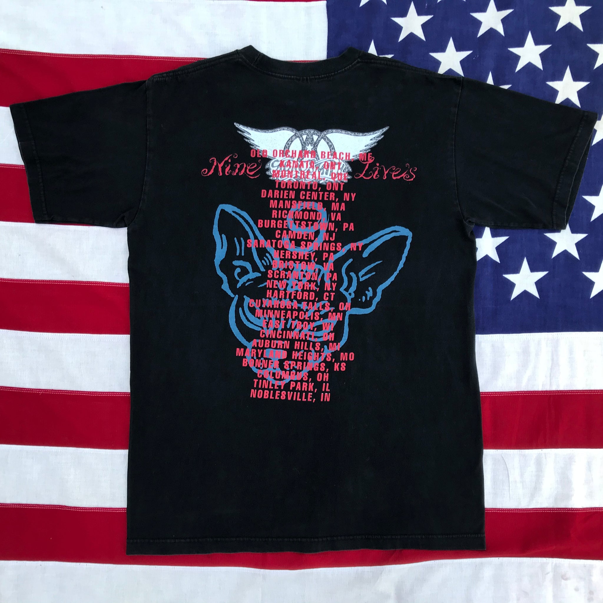 Aerosmith “ Nine Lives “ Nth American Tour 1999 Original Vintage Rock  T-Shirt by Giant USA