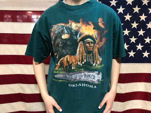 Animal Print 90’s Vintage T-shirt “Oklahoma” Indian Southwestern Design Made in USA
