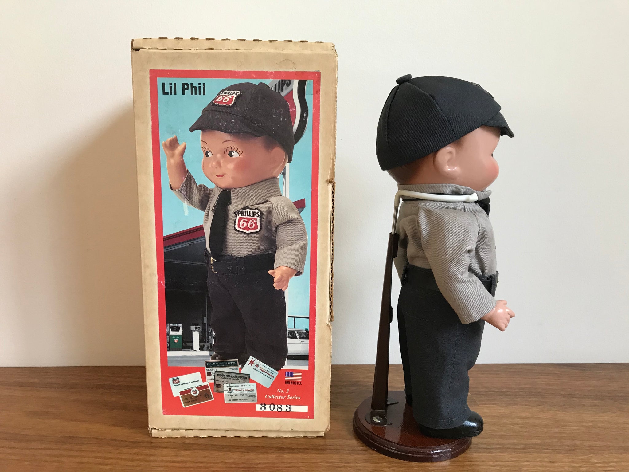 Phillips 66 “ Lil Phil “ 90’s Station Attendant Rare Collector Doll Phil - No 3 Series by Ames Doll Co , Inc USA