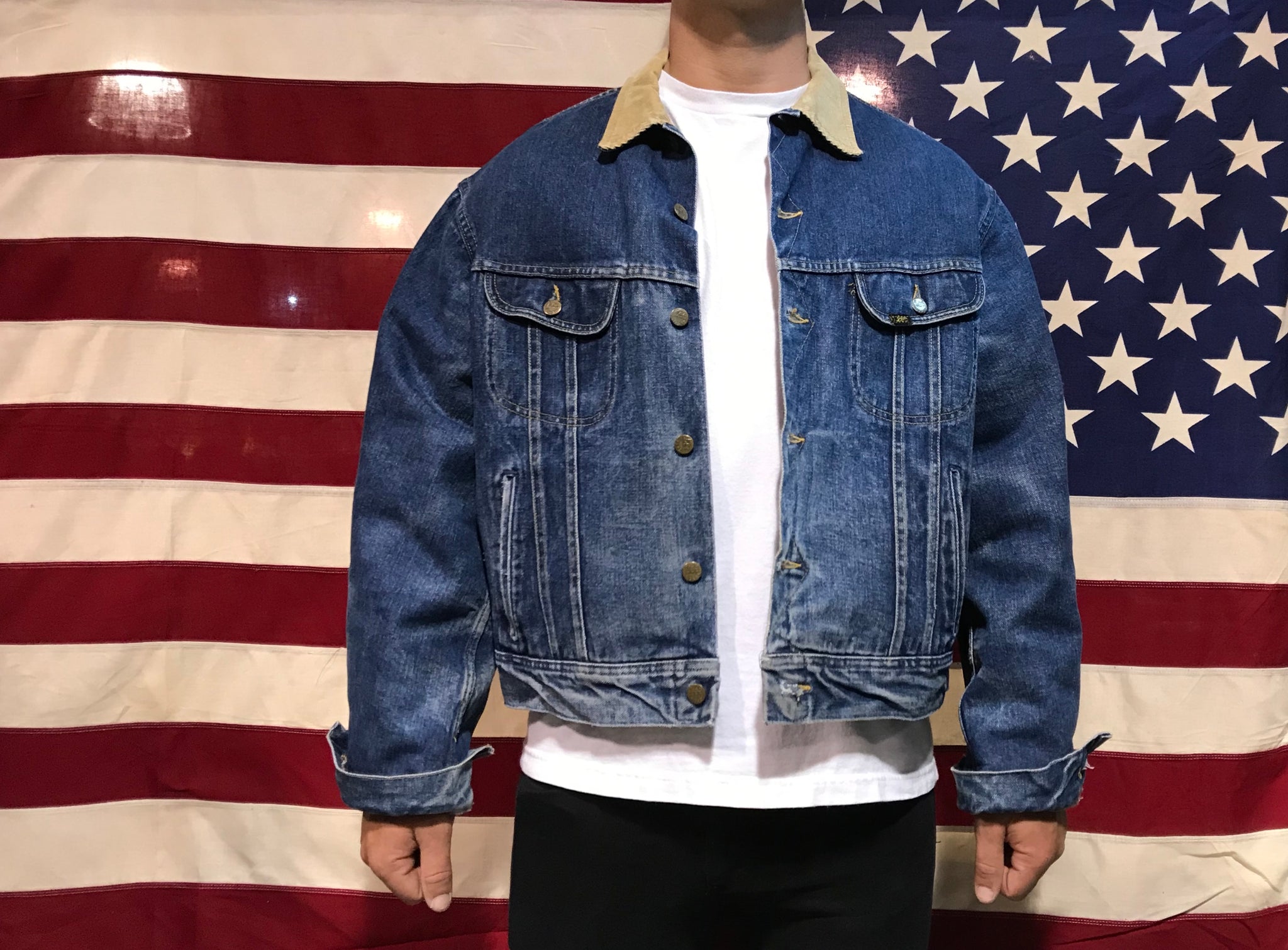 Lee Storm Rider Mens 's Vintage Denim Blanket Lined Jacket Made